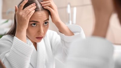 femme perte cheveux maison